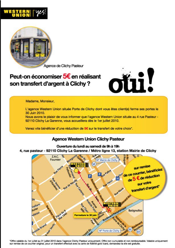 exemple de mailing : western union