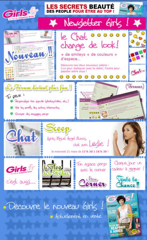 exemple newsletters pour girls